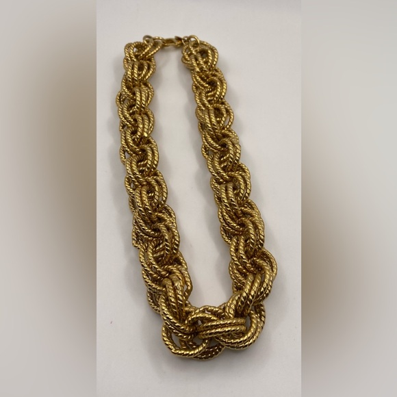 Erwin Pearl Signature Gold Tone Braided Necklace Vintage Elegance - Picture 6 of 9